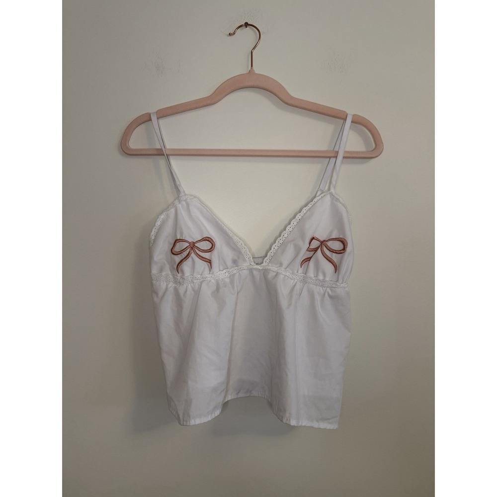 Faded Rose White Coquette Babydoll Cami Tank Top - Size M
